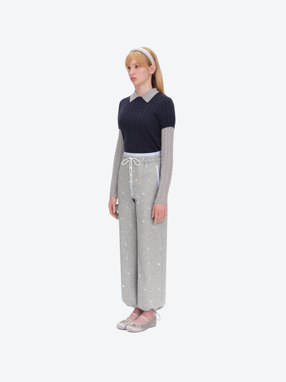 13DE MARZO Patchwork Polka Dot Sweatpants