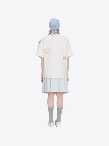 13DE MARZO Nighty Night Bear Pillow Oversized T-shirt White