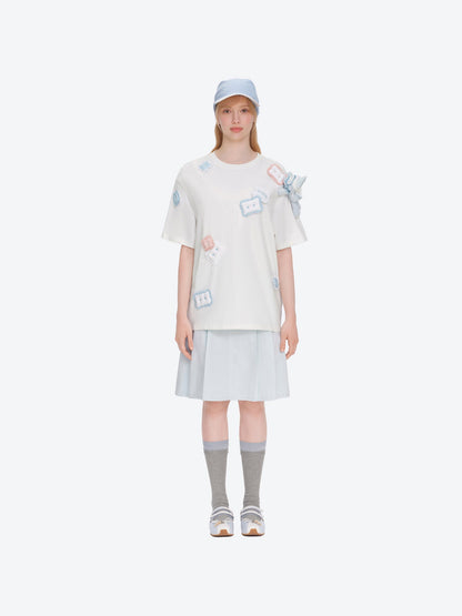 13DE MARZO Nighty Night Bear Pillow Oversized T-shirt White
