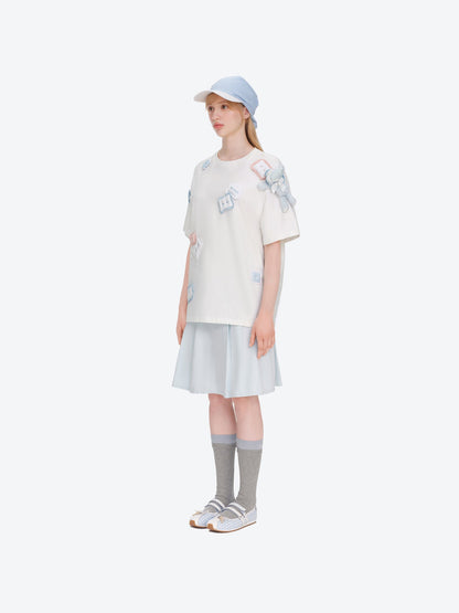 13DE MARZO Nighty Night Bear Pillow Oversized T-shirt White
