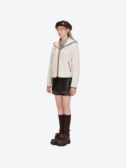 13DE MARZO Marzo Valley Fleece Jacket White