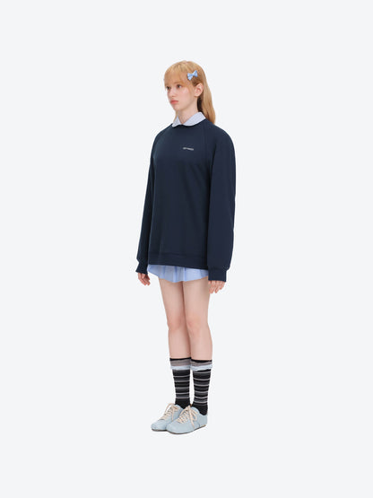 13DE MARZO Big Bear Crewneck Raglan Sweatshirt Navy Blue