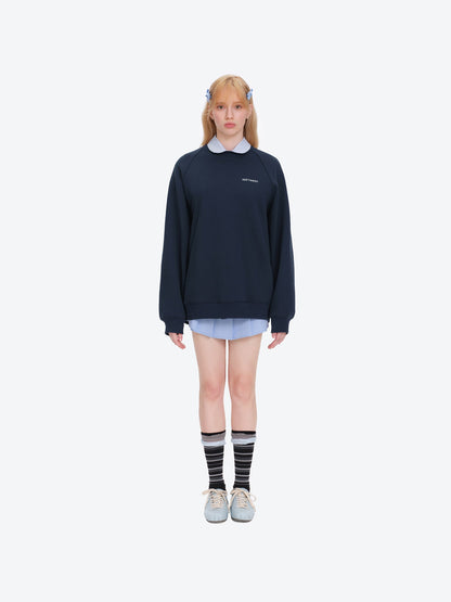 13DE MARZO Big Bear Crewneck Raglan Sweatshirt Navy Blue