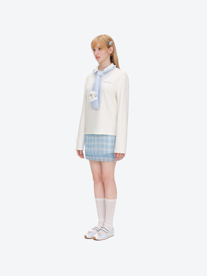 13DE MARZO Nighty Night Bear Long-Sleeve Polo White