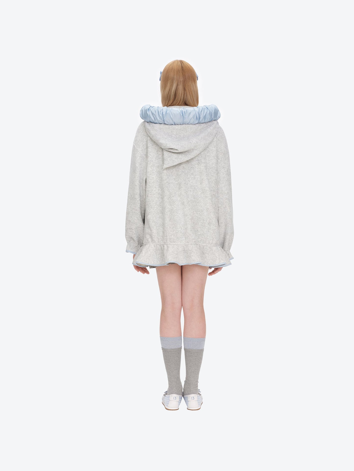 13DE MARZO Nighty Night Bear Lace Hoodie Grey