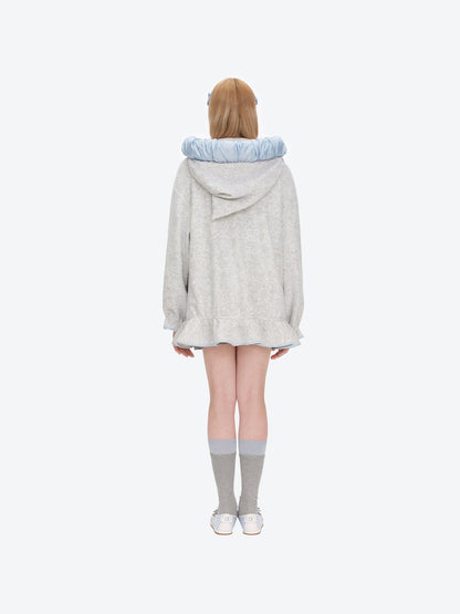 13DE MARZO Nighty Night Bear Lace Hoodie Grey