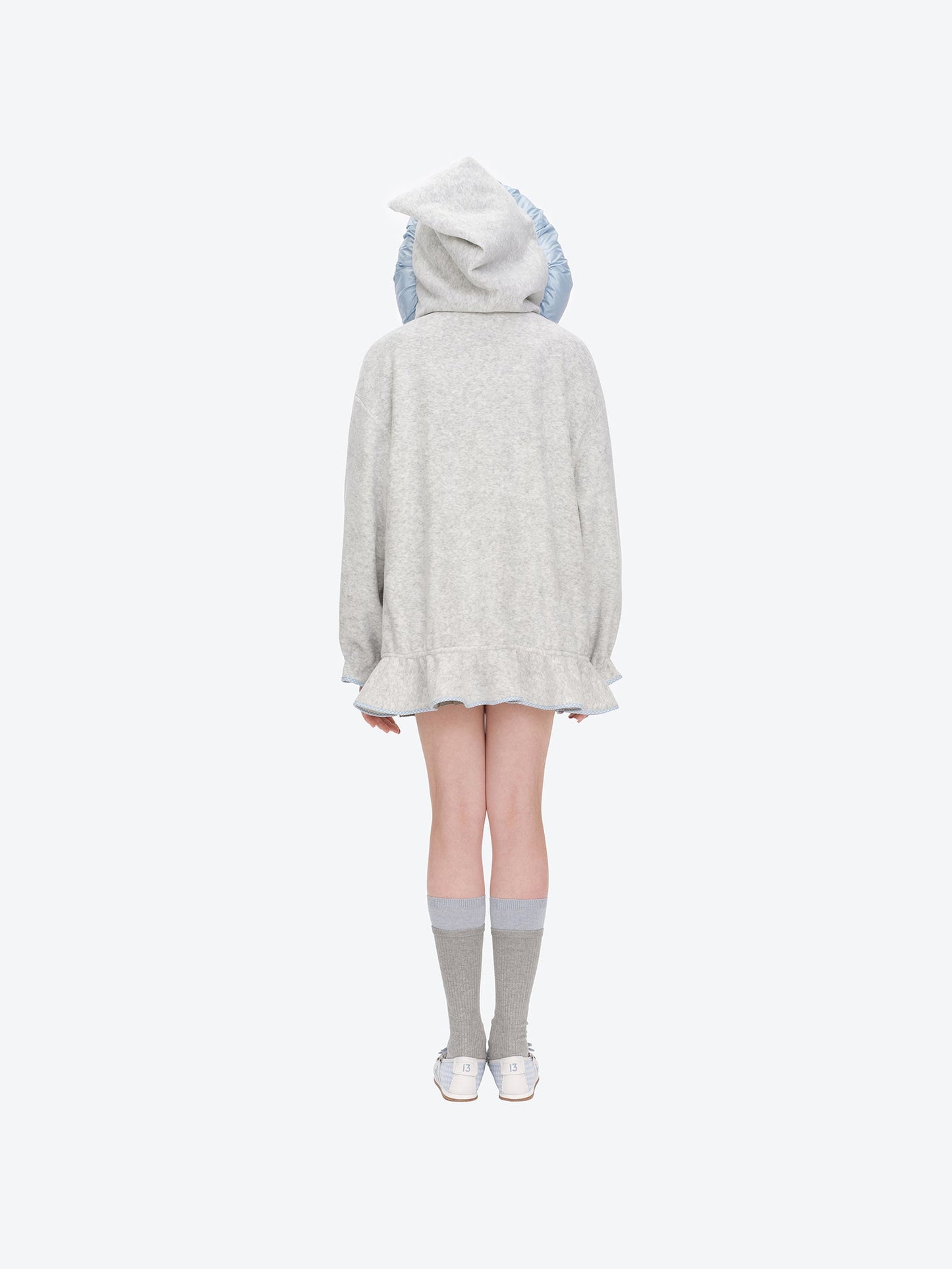 13DE MARZO Nighty Night Bear Lace Hoodie Grey