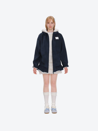 13DE MARZO Nighty Night Bear Lace Hoodie Navy Blue