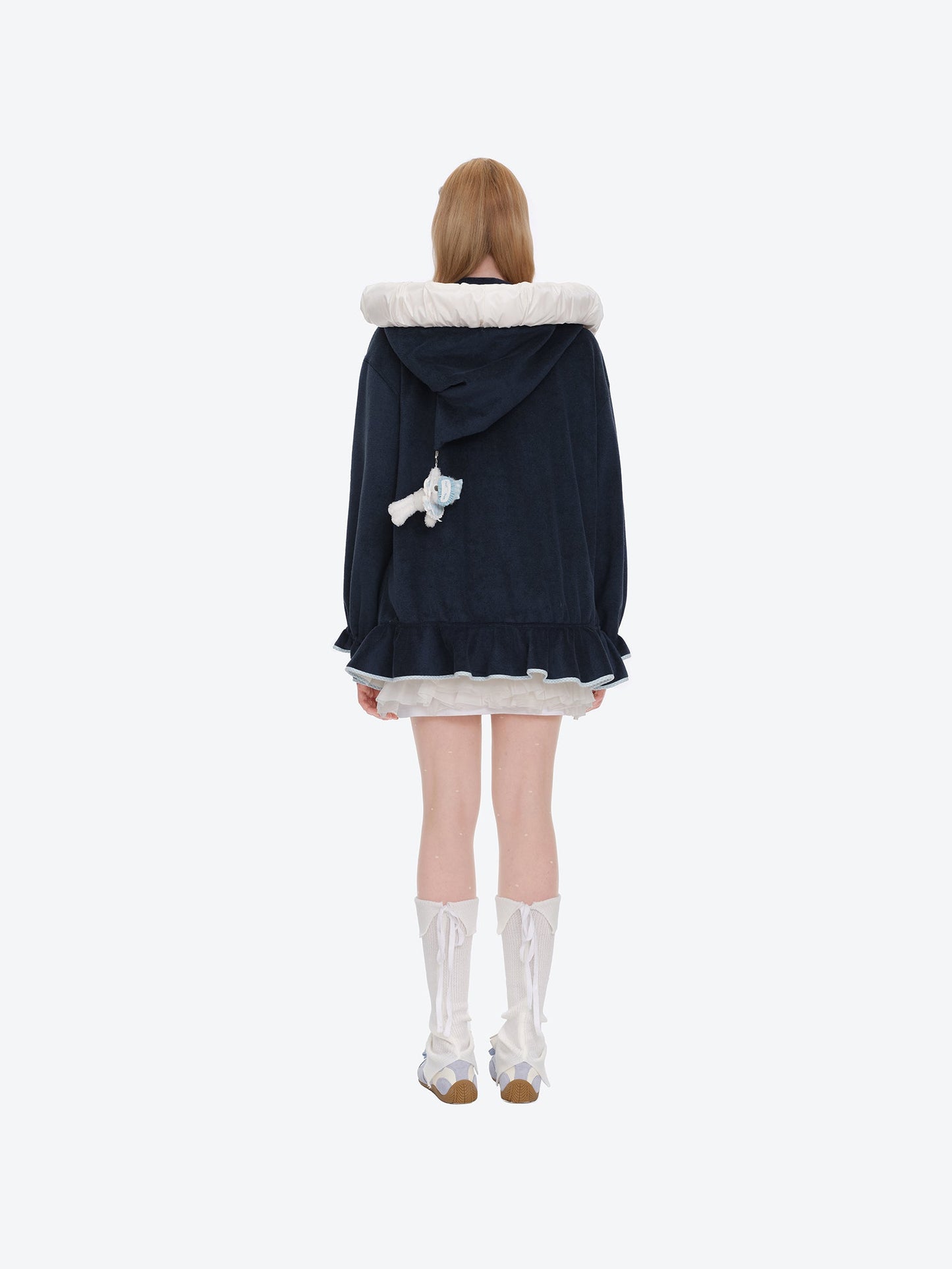 13DE MARZO Nighty Night Bear Lace Hoodie Navy Blue