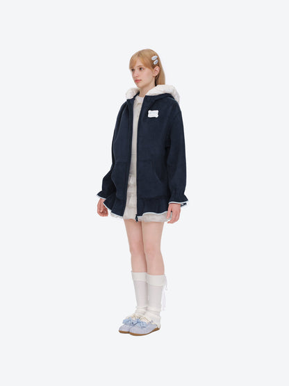 13DE MARZO Nighty Night Bear Lace Hoodie Navy Blue