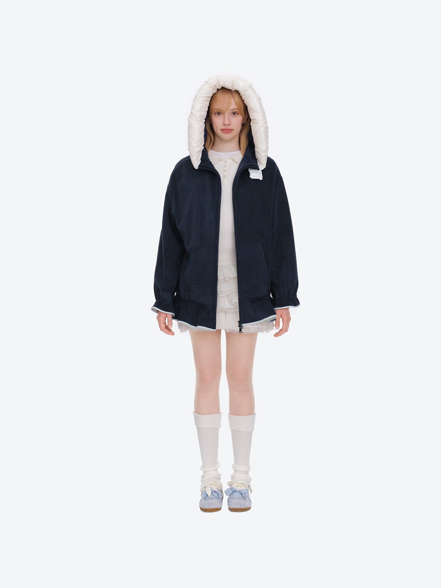 13DE MARZO Nighty Night Bear Lace Hoodie Navy Blue