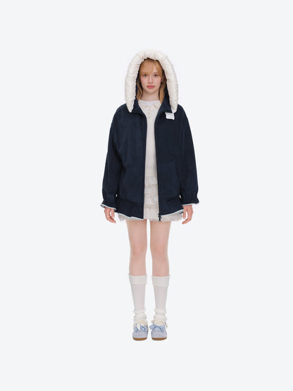 13DE MARZO Nighty Night Bear Lace Hoodie Navy Blue