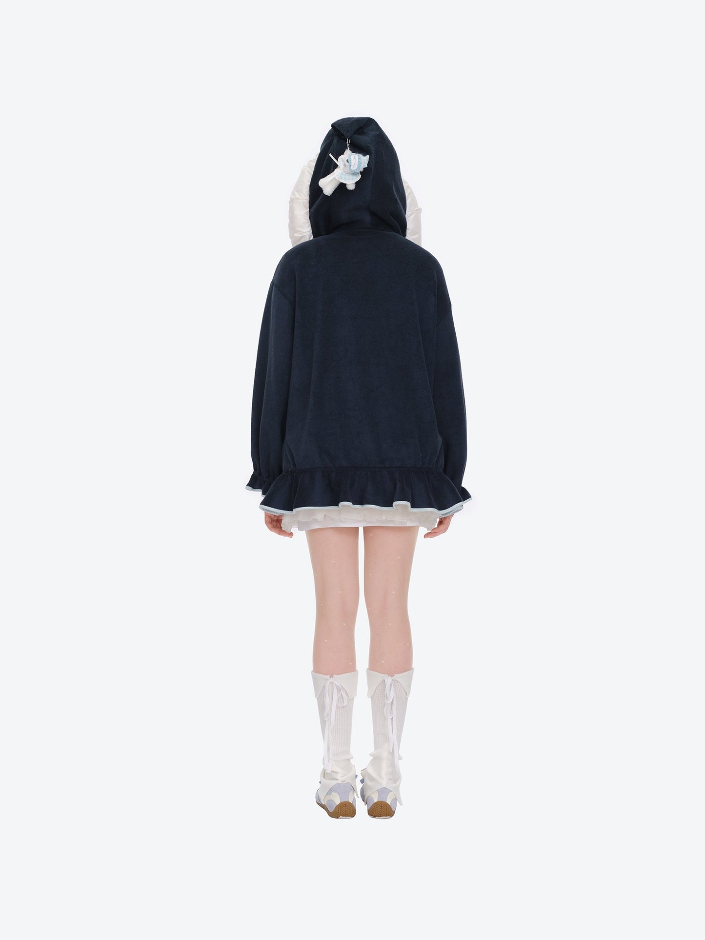 13DE MARZO Nighty Night Bear Lace Hoodie Navy Blue