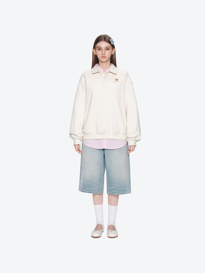 13DE MARZO Polo Long Sleeve Sweatshirt Beige