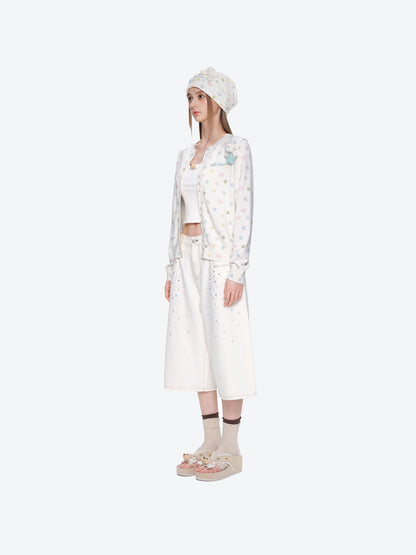 13DE MARZO All-Over Star Knit Cardigan