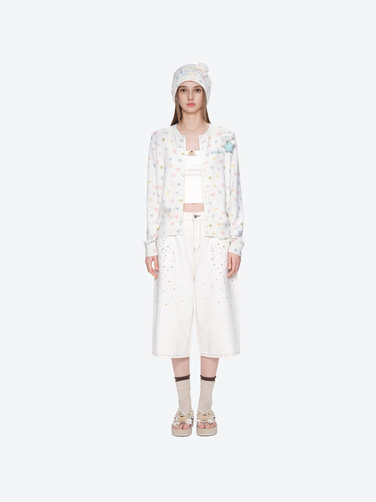 13DE MARZO All-Over Star Knit Cardigan