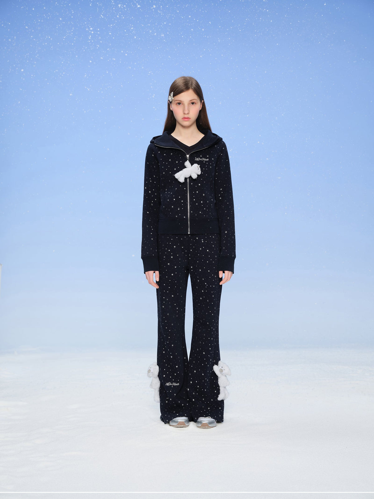 13DE MARZO Galaxy Spark Micro Flare Sweatpants Navy Blue
