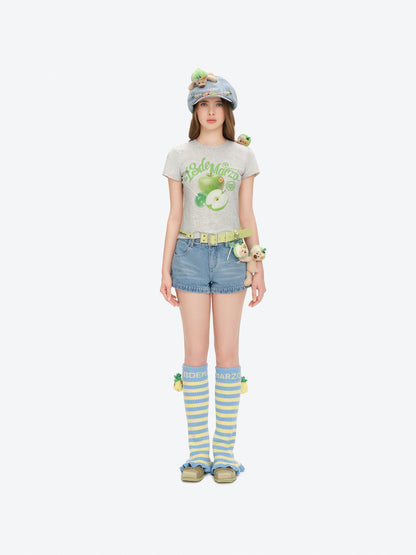 13DE MARZO Bear Rainbow Leg Warmer Blue