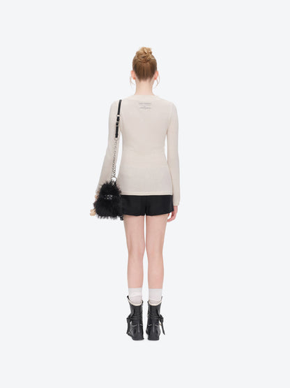 13DE MARZO Rolling Stones Furry Underarm Bag Black