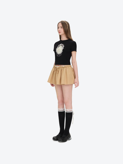 13DE MARZO Bear Magic Mirror Top Black