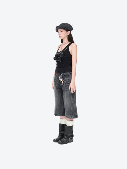 13DE MARZO Rainy Day Jorts Black