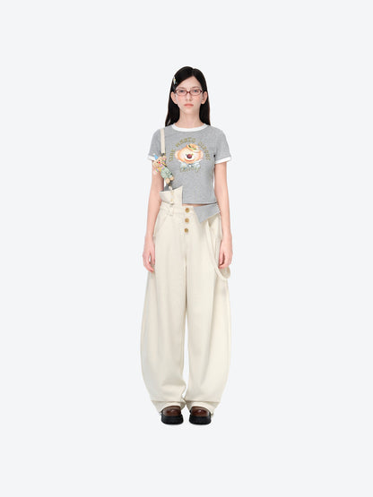13DE MARZO Detachable Clown Bear Overall Beige