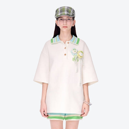 13DE MARZO Crochet Bear T-Shirt White