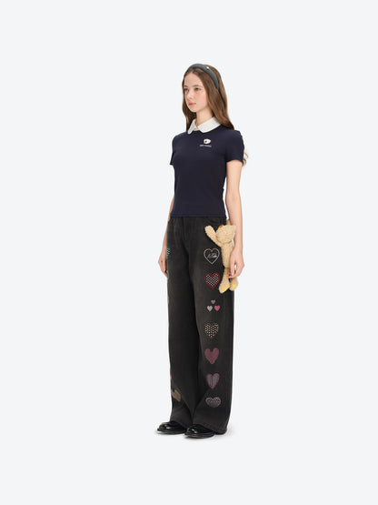 13DE MARZO Mini Logo Tight Tee Navy Blue