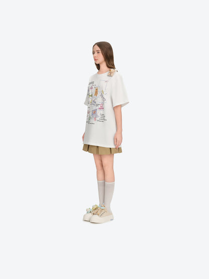 13DE MARZO Floral Butterfly Bear Backless Shoes White