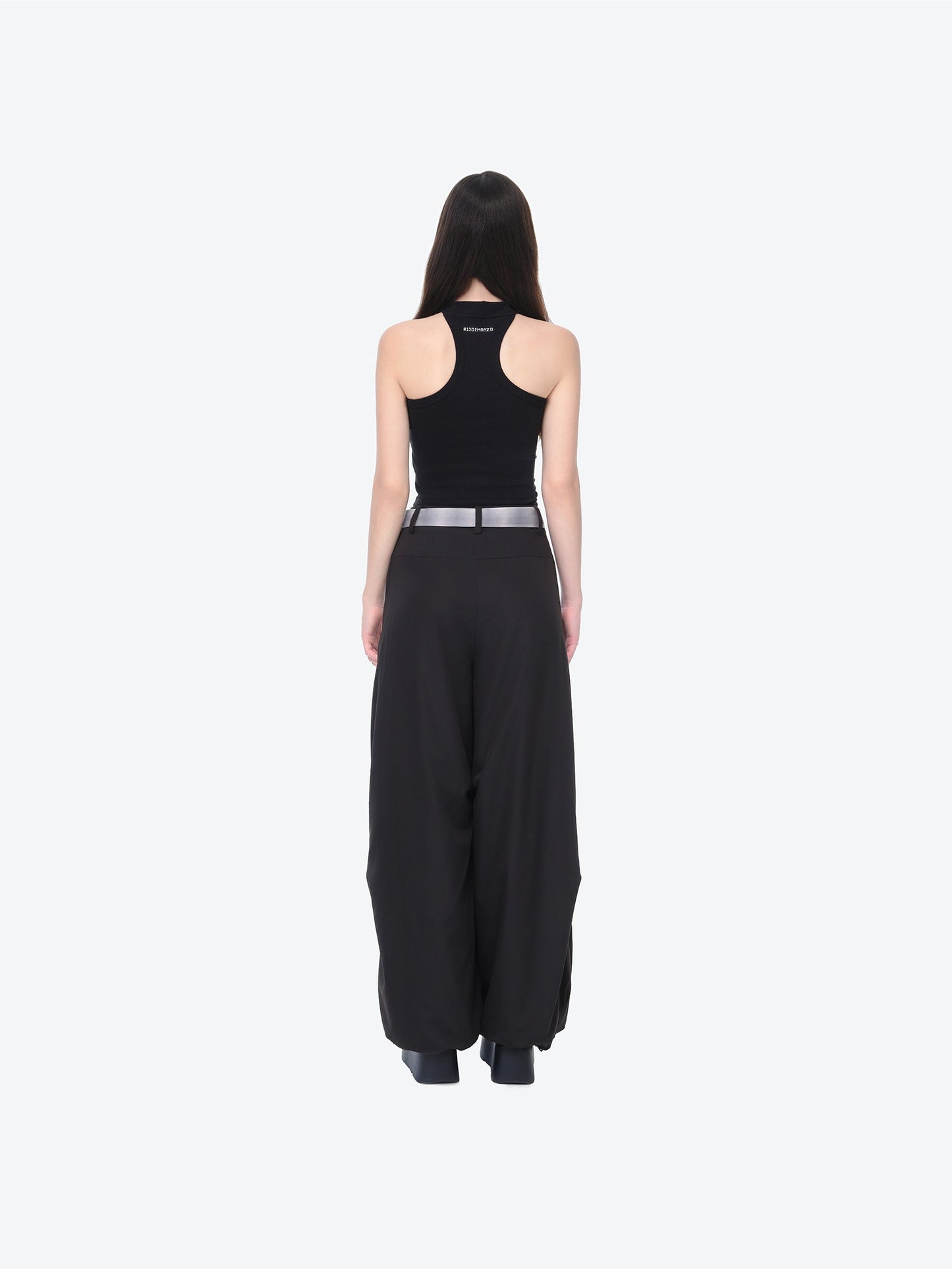 13DE MARZO Silver Foil Chain Print Bustier Top Black
