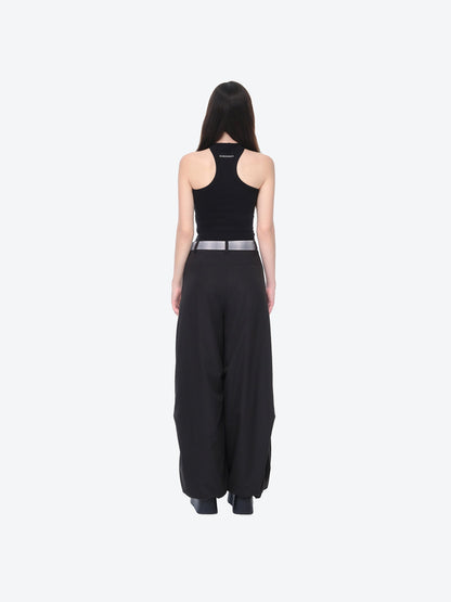 13DE MARZO Silver Foil Chain Print Bustier Top Black