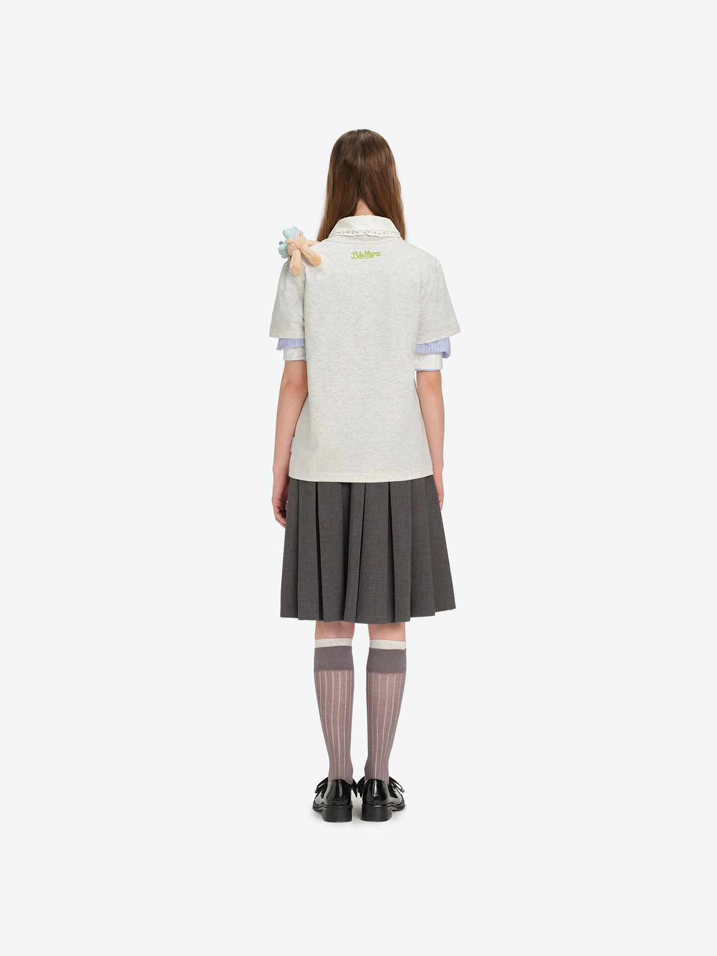 13DE MARZO Floral Bear Illustration T-Shirt Grey