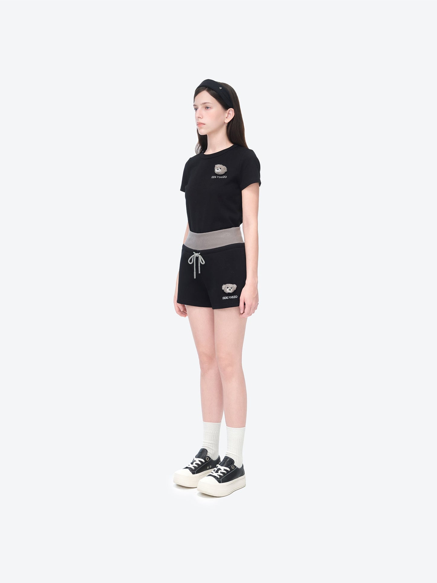 13DE MARZO Sports Shorts with Double Waistband Black