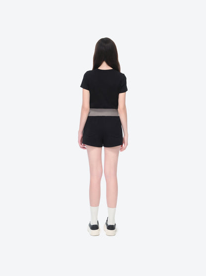 13DE MARZO Sports Shorts with Double Waistband Black
