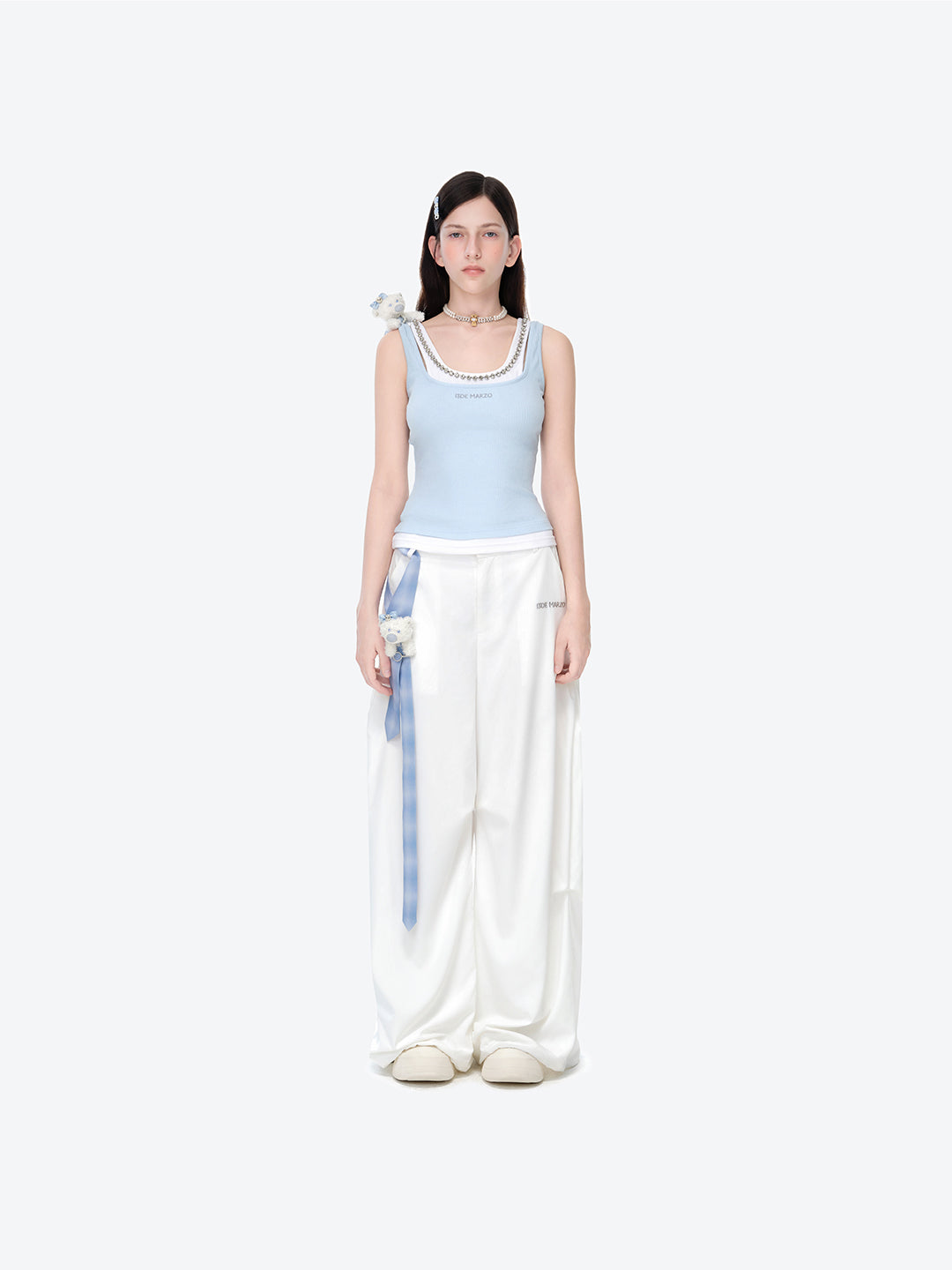 13DE MARZO Faux Gem Vest Blue