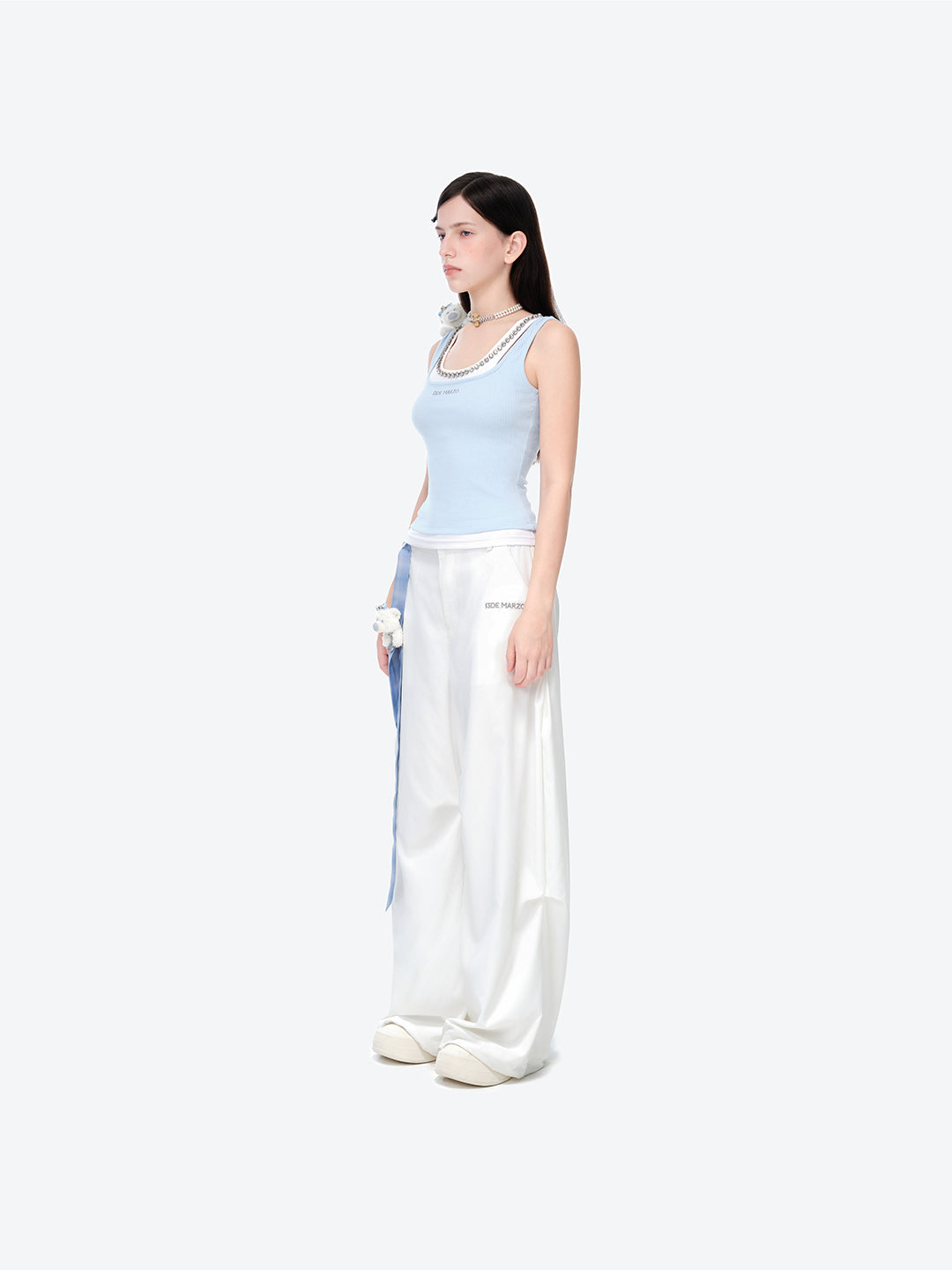 13DE MARZO Faux Gem Vest Blue