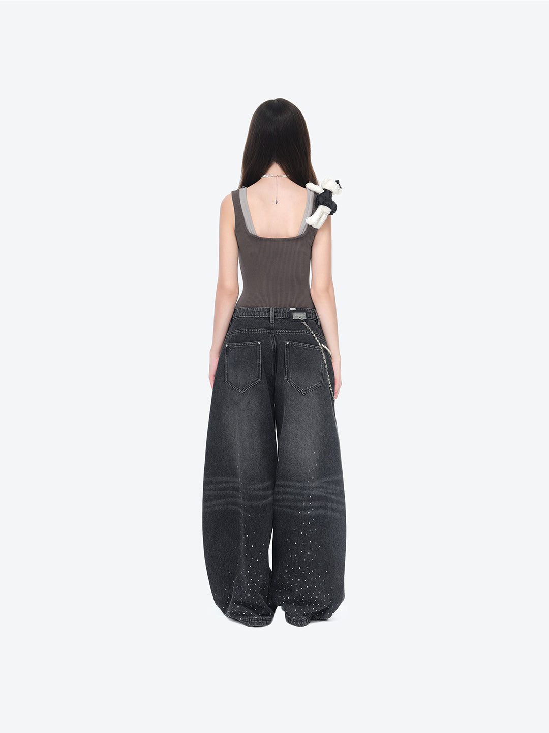 13DE MARZO Faux Gem Vest Dark Grey