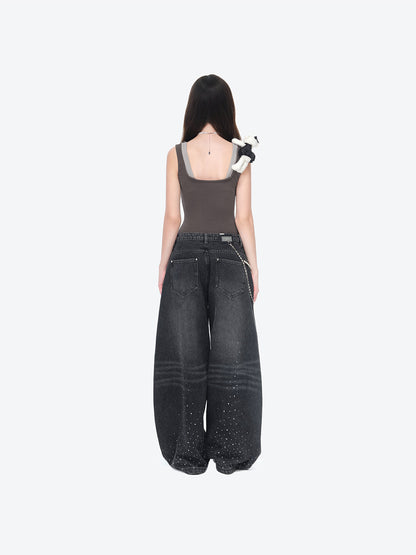 13DE MARZO Faux Gem Vest Dark Grey