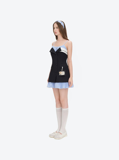 13DE MARZO Two-piece Style Blazer with Badge Dress Navy Blue