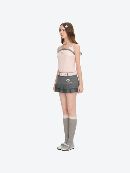 13DE MARZO Tiered Pleated Skort Grey