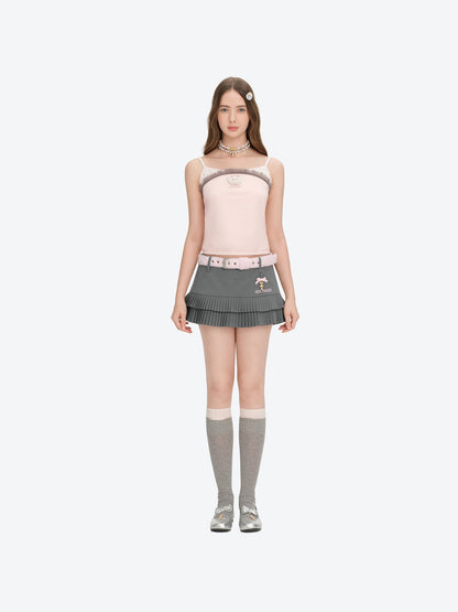 13DE MARZO Tiered Pleated Skort Grey