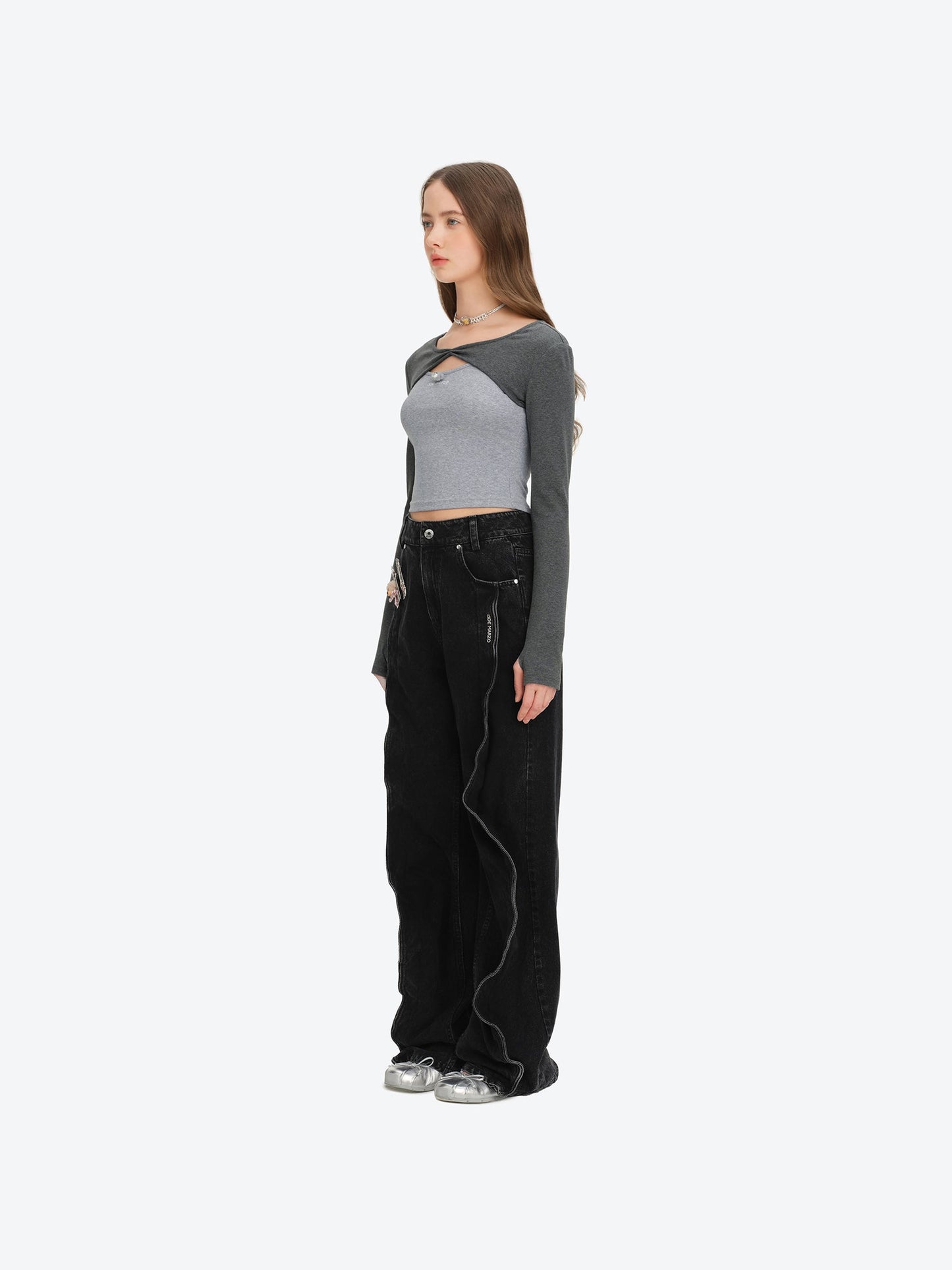13DE MARZO Bear Fork Crinkle Jeans