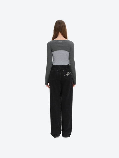 13DE MARZO Bear Fork Crinkle Jeans