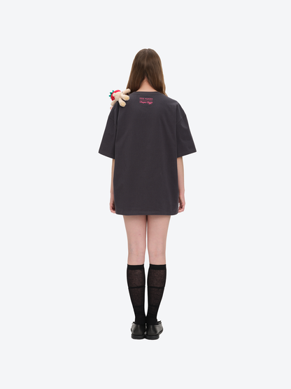 13DE MARZO Bear Graphic Lollipop Tee Dark Grey