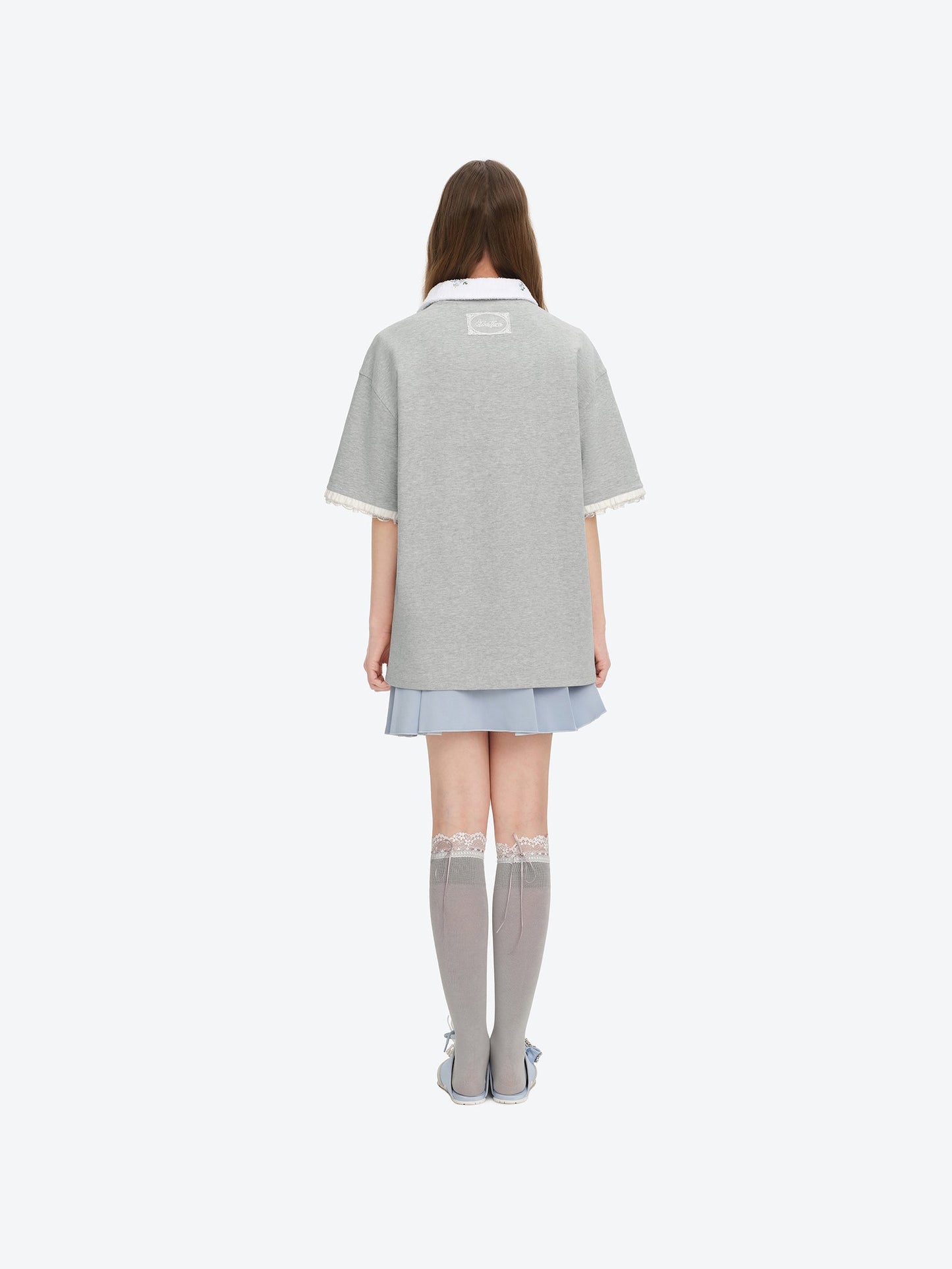 13DE MARZO Bouquet Bear Print T-shirt Grey