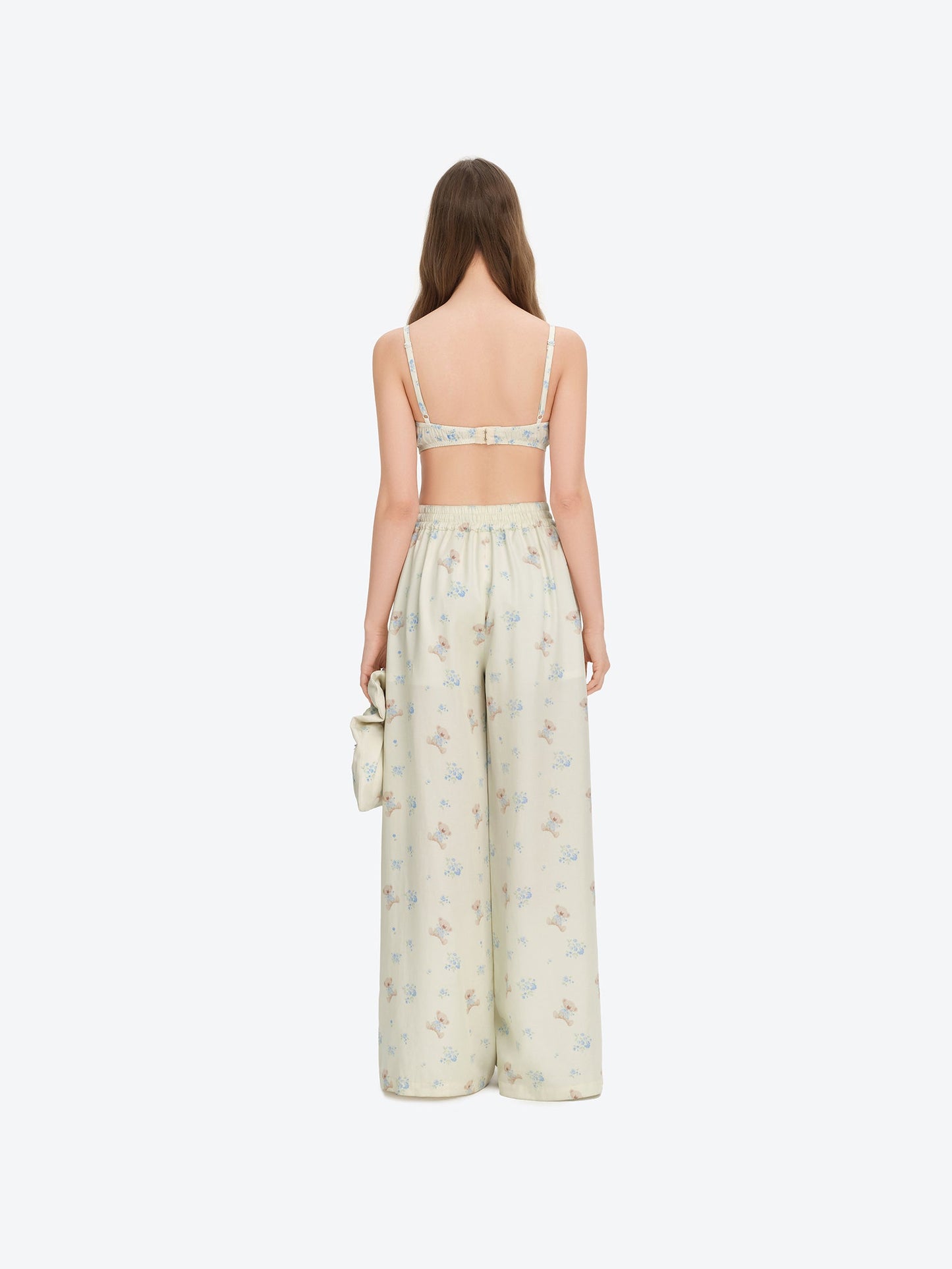 13DE MARZO Floral Print Strappy Corset Top Beige