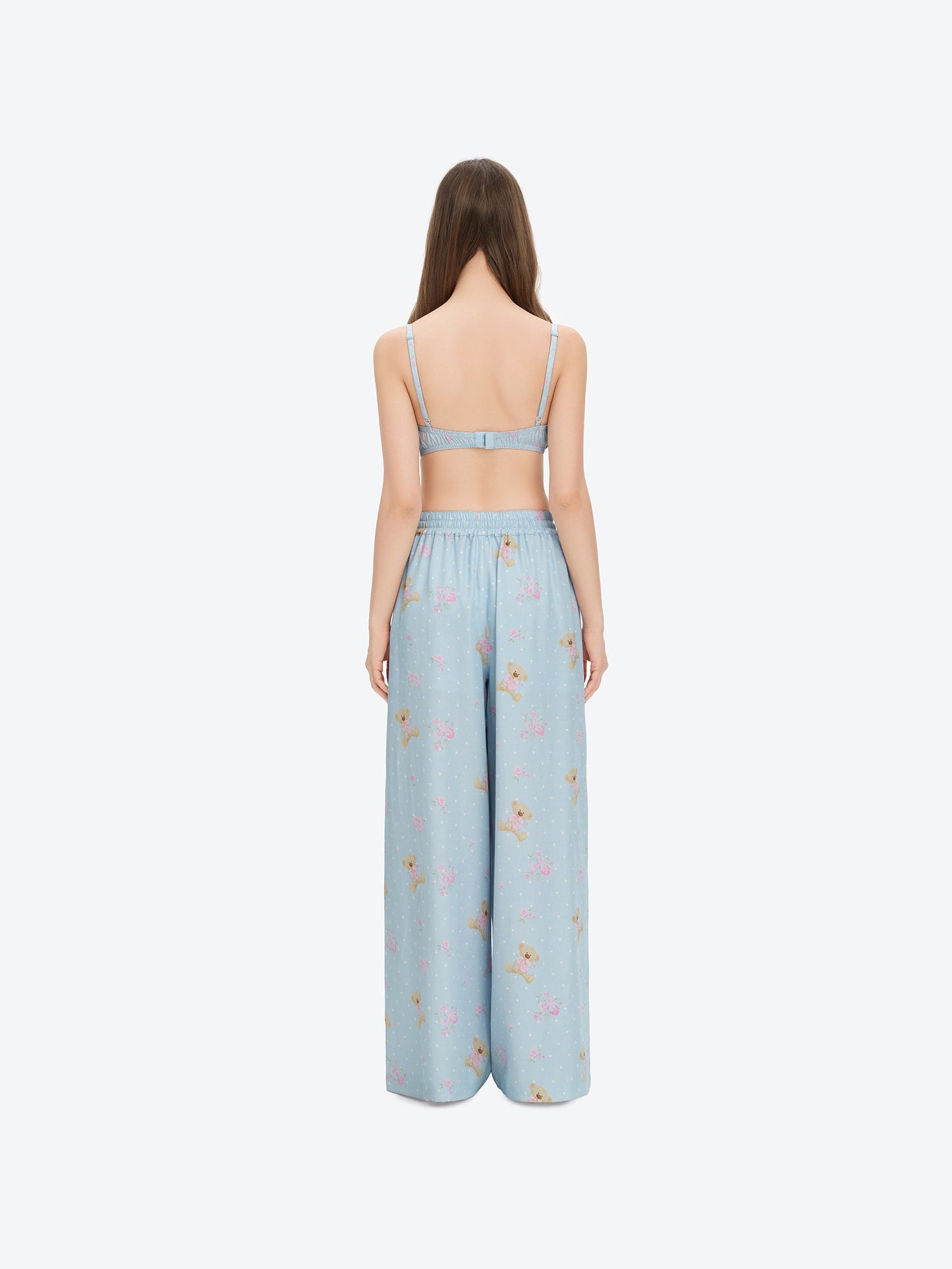 13DE MARZO All-Over Floral Print Loose Pants Blue