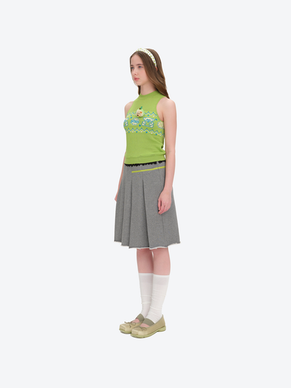 13DE MARZO Candy Color Knitted Vest Green