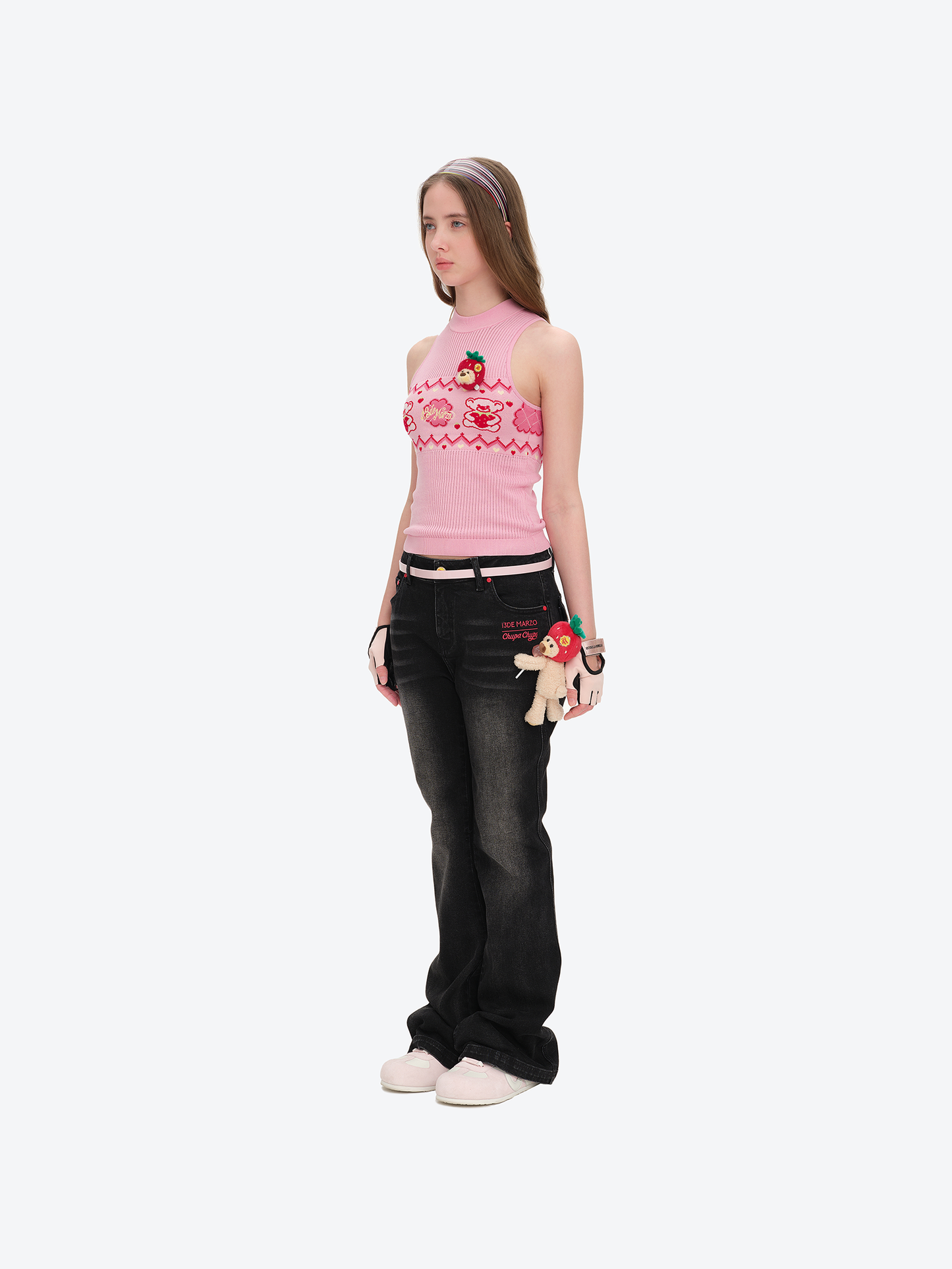 13DE MARZO Candy Color Knitted Vest Pink