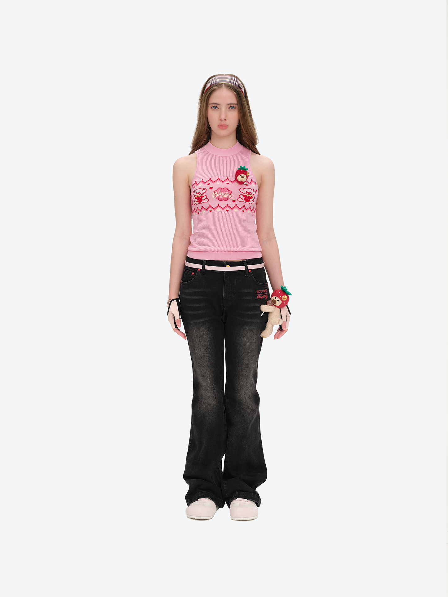 13DE MARZO Candy Color Knitted Vest Pink